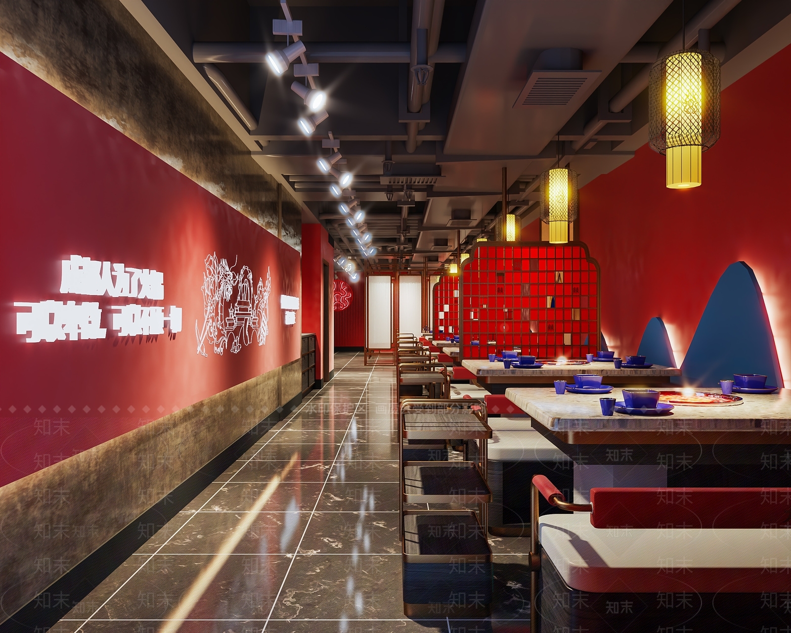 火锅店SU模型精品下载_SketchUp模型_知末网