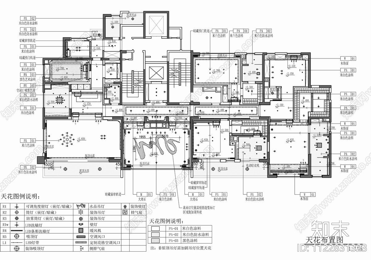 500㎡新中式大平层cad施工图下载【ID:1122831323】