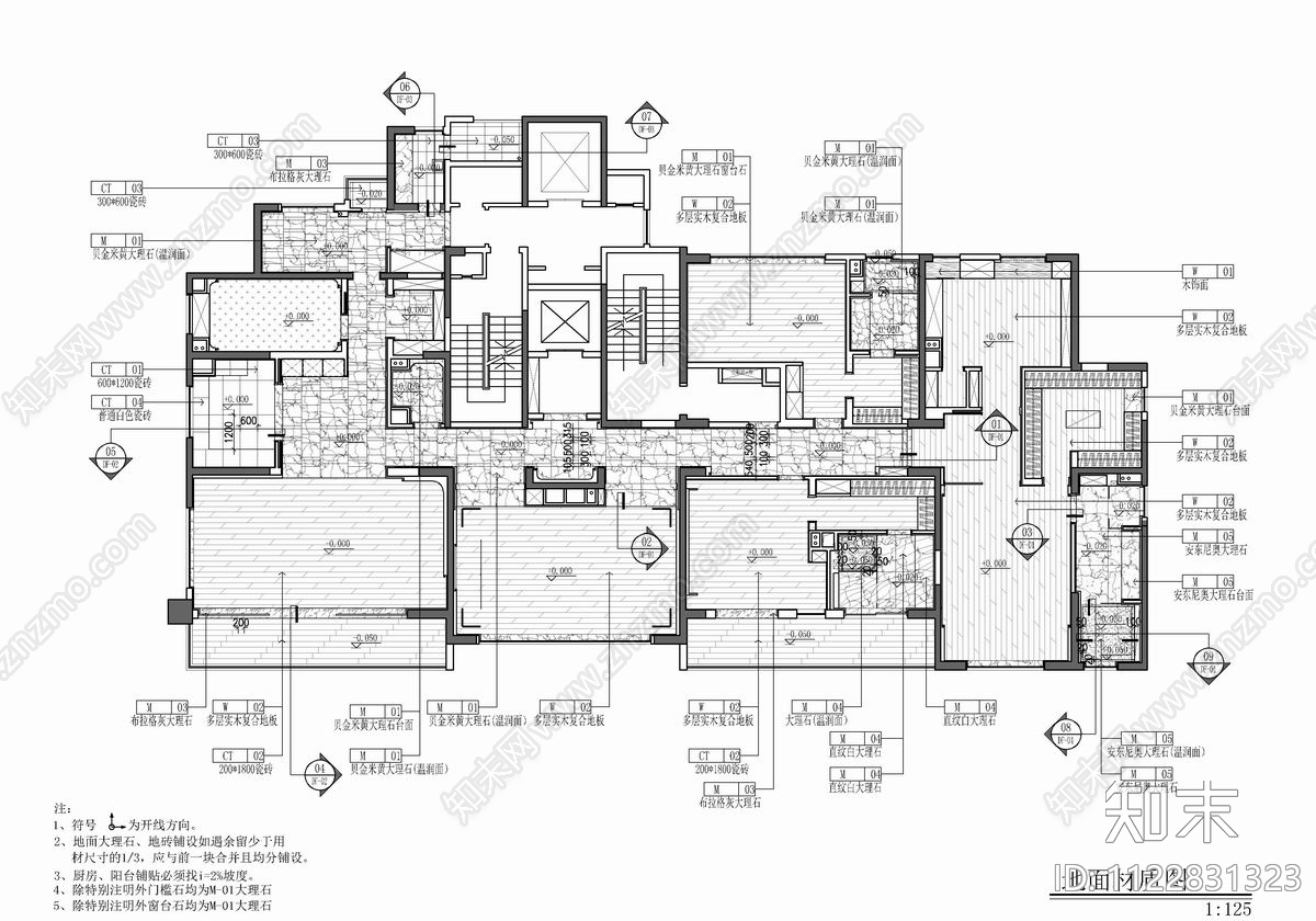 500㎡新中式大平层cad施工图下载【ID:1122831323】