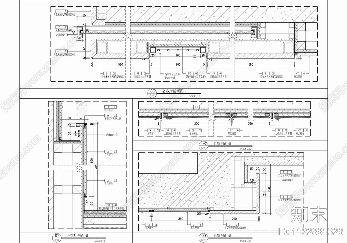 500㎡新中式大平层cad施工图下载【ID:1122831323】