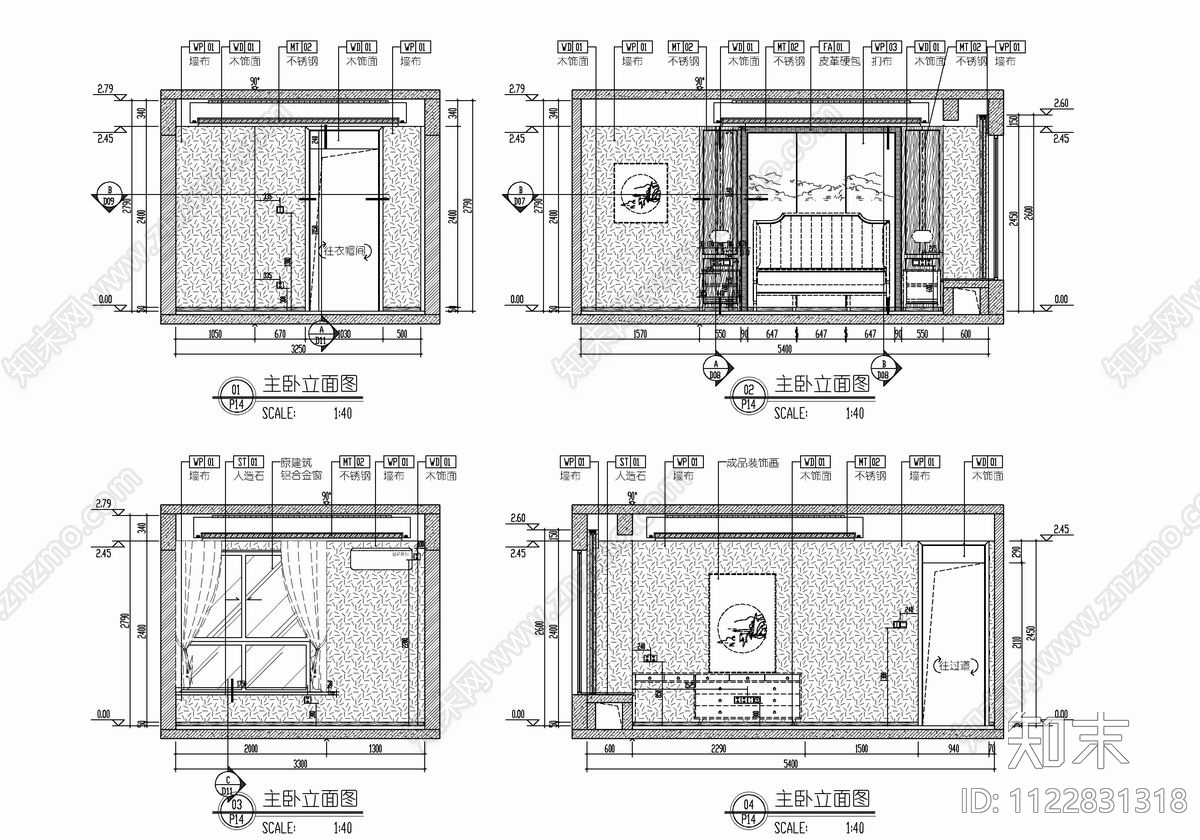 120㎡四居室新中式大平层施工图下载【ID:1122831318】