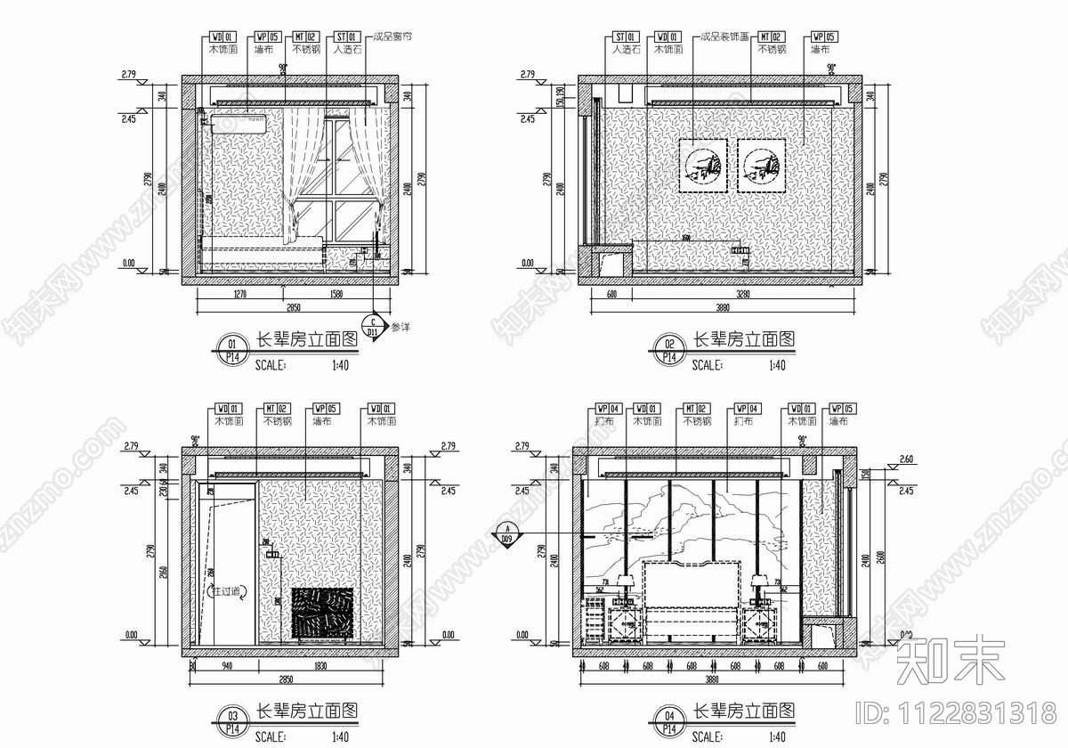 120㎡四居室新中式大平层施工图下载【ID:1122831318】