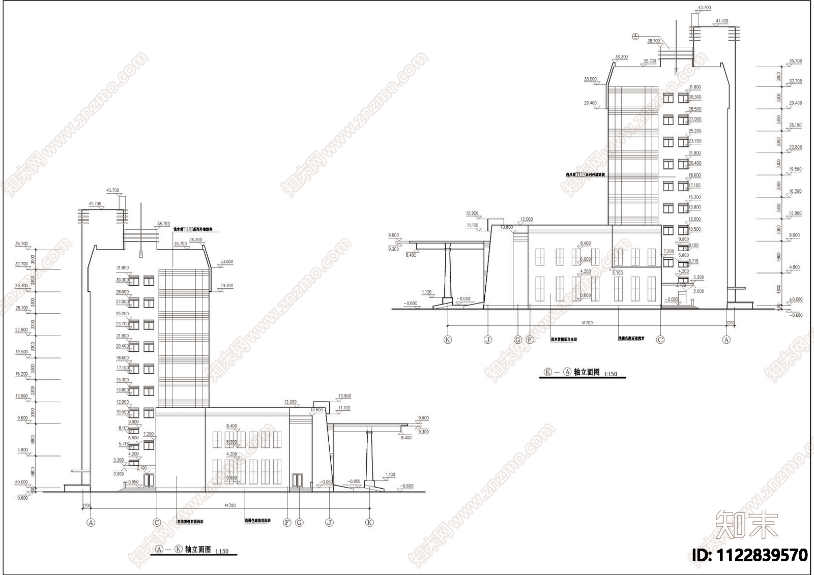 全套小高层宾馆建筑图施工图下载【ID:1122839570】