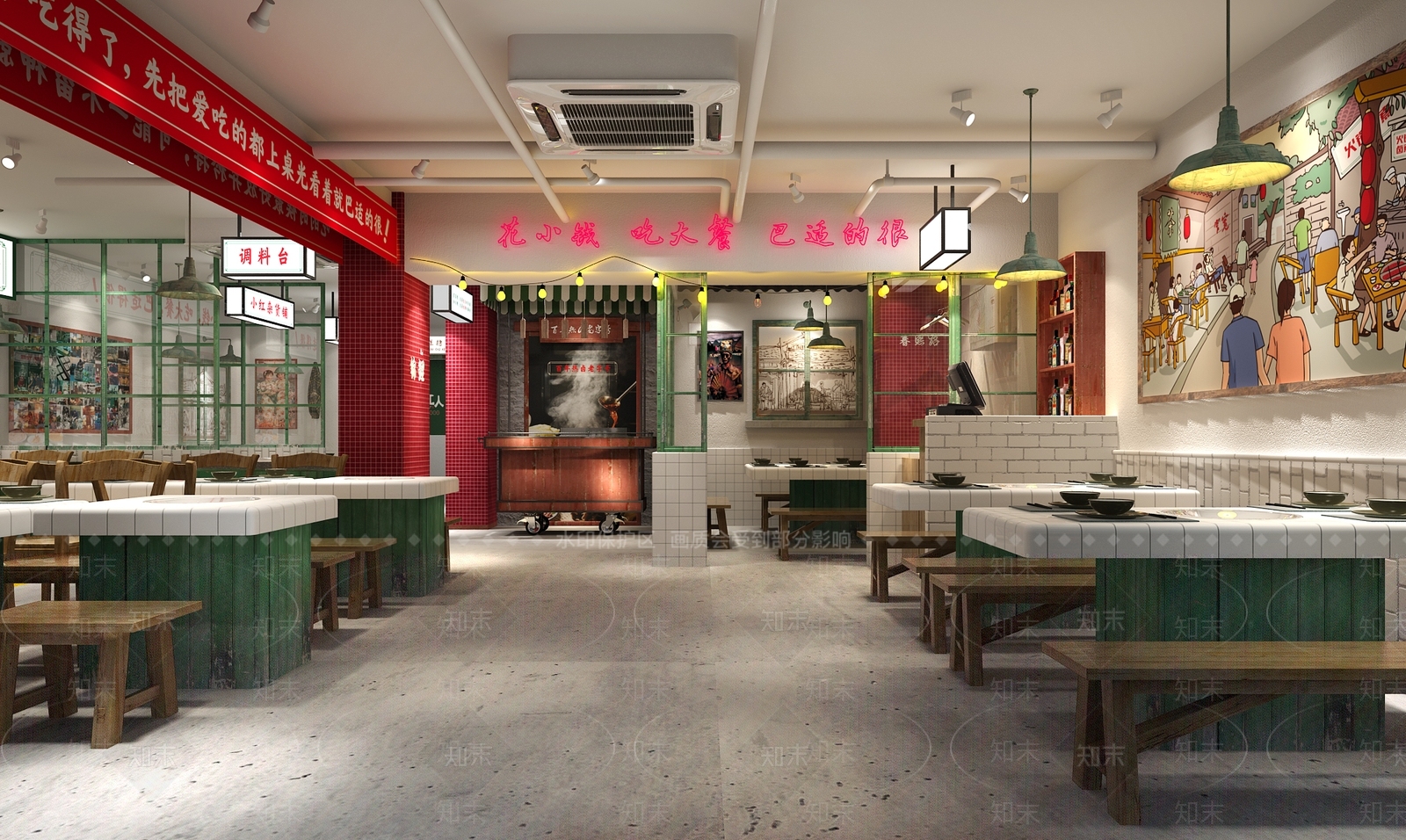 工业风火锅店3D模型下载【ID:1122849905】_知末3d模型网