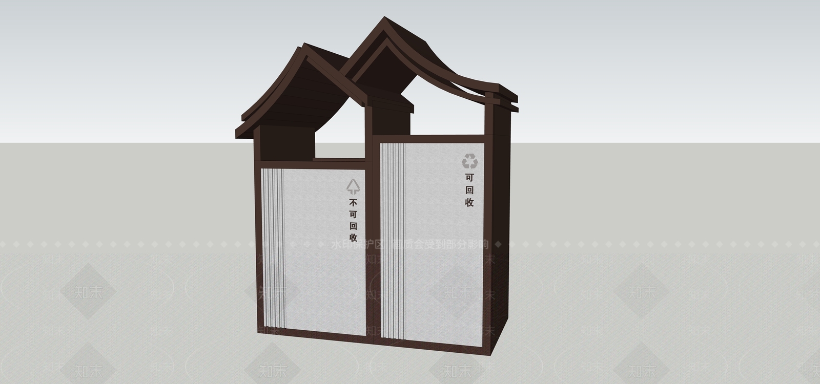 新中式垃圾桶SU模型下载【ID:1122852640】