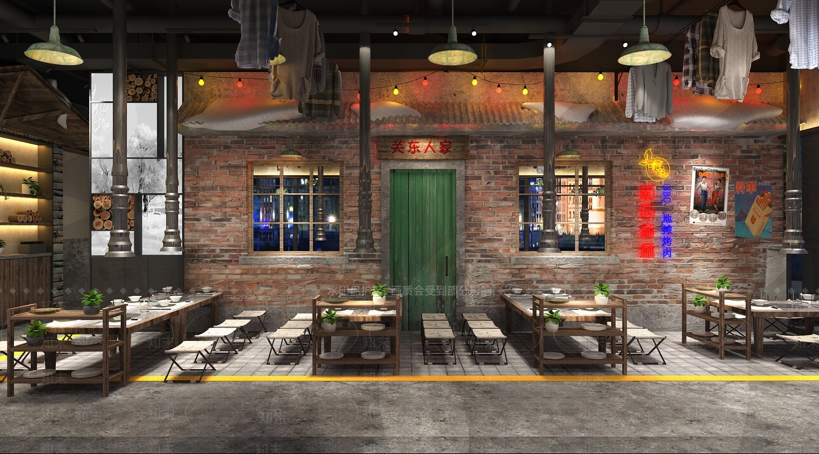 工业风烤肉店3D模型下载【ID:1122854161】