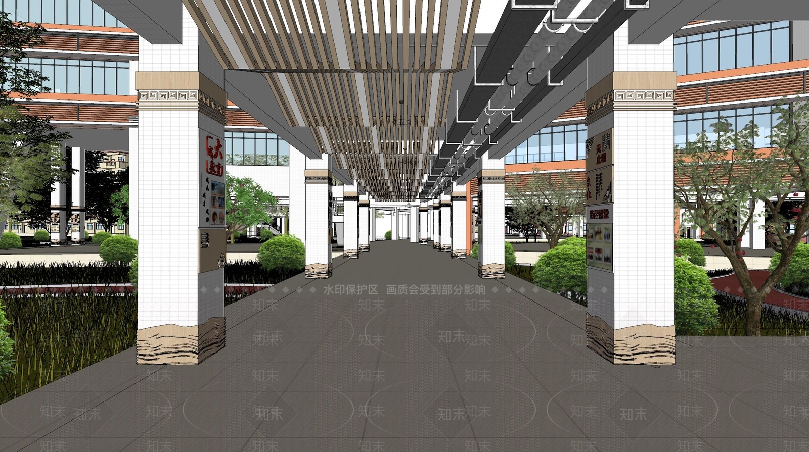 现代校园文化空间SU模型下载【ID:1122858875】