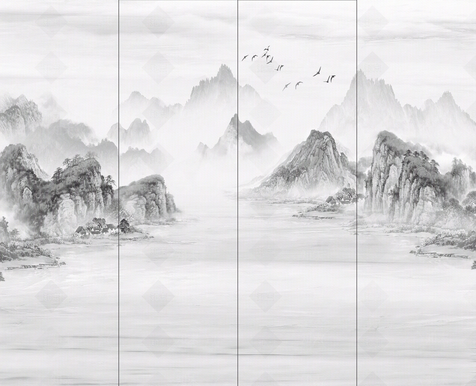 新中式山水大理石岩板贴图下载【ID:1122866893】