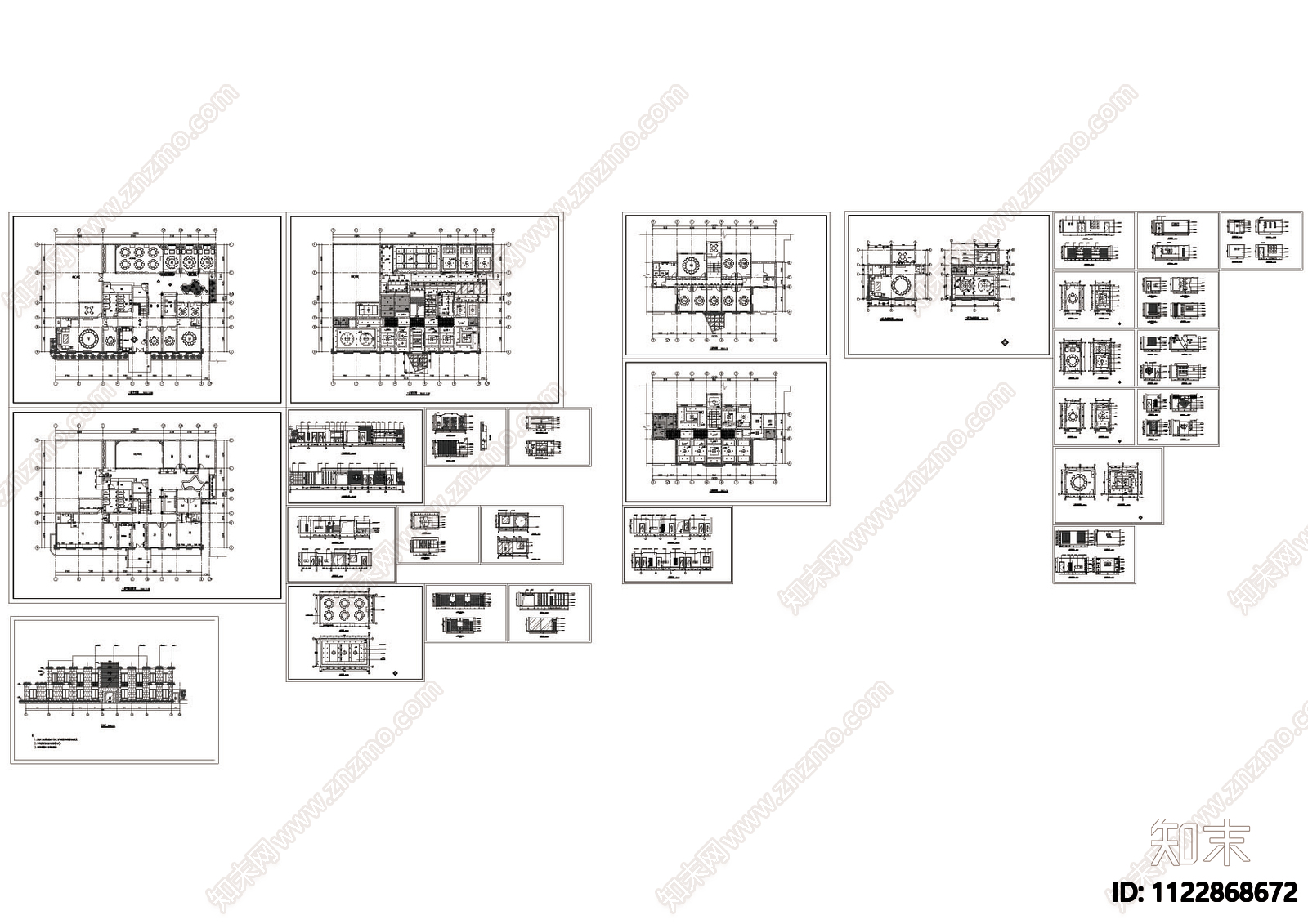 中式餐馆全套装修设计图cad施工图下载【ID:1122868672】