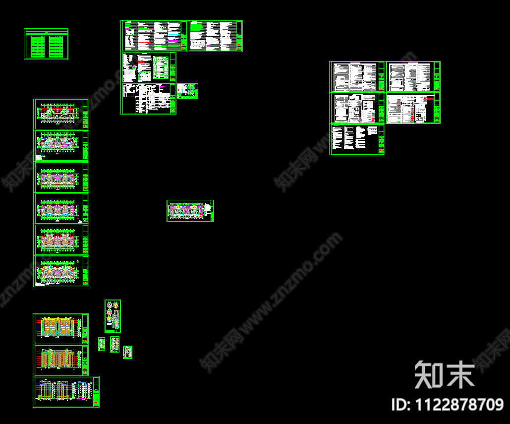 现代小区七层住宅楼建筑施工图纸施工图下载【ID:1122878709】