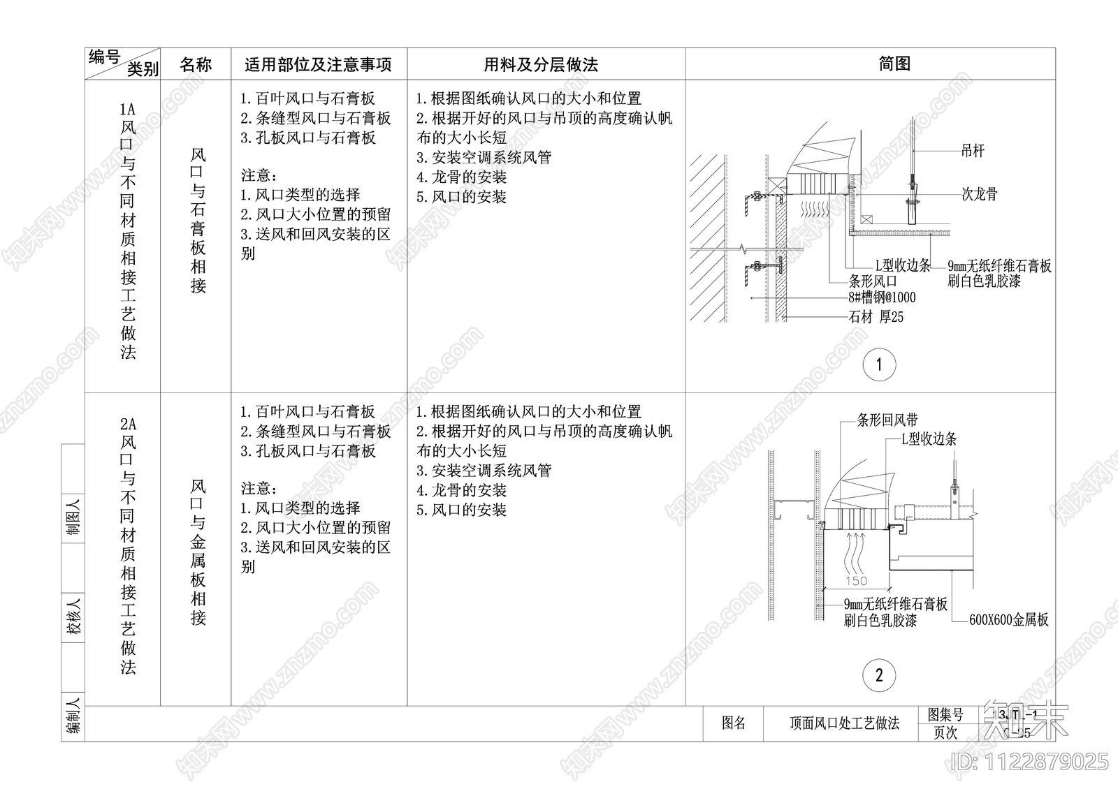 现代室内天花风口节点大样详图施工图下载【ID:1122879025】