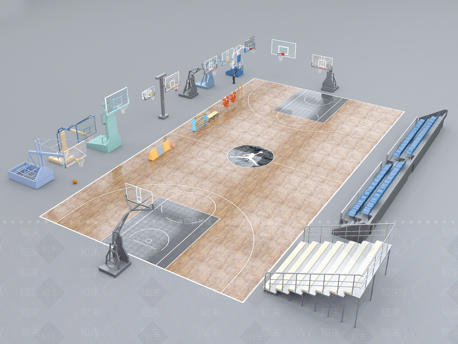 现代篮球场3D模型下载【ID:1122883872】