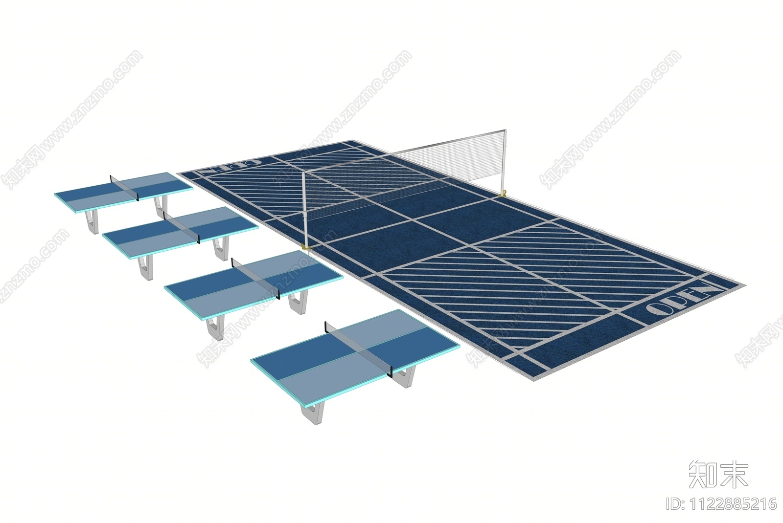 现代羽毛球场地SU模型下载【ID:1122885216】