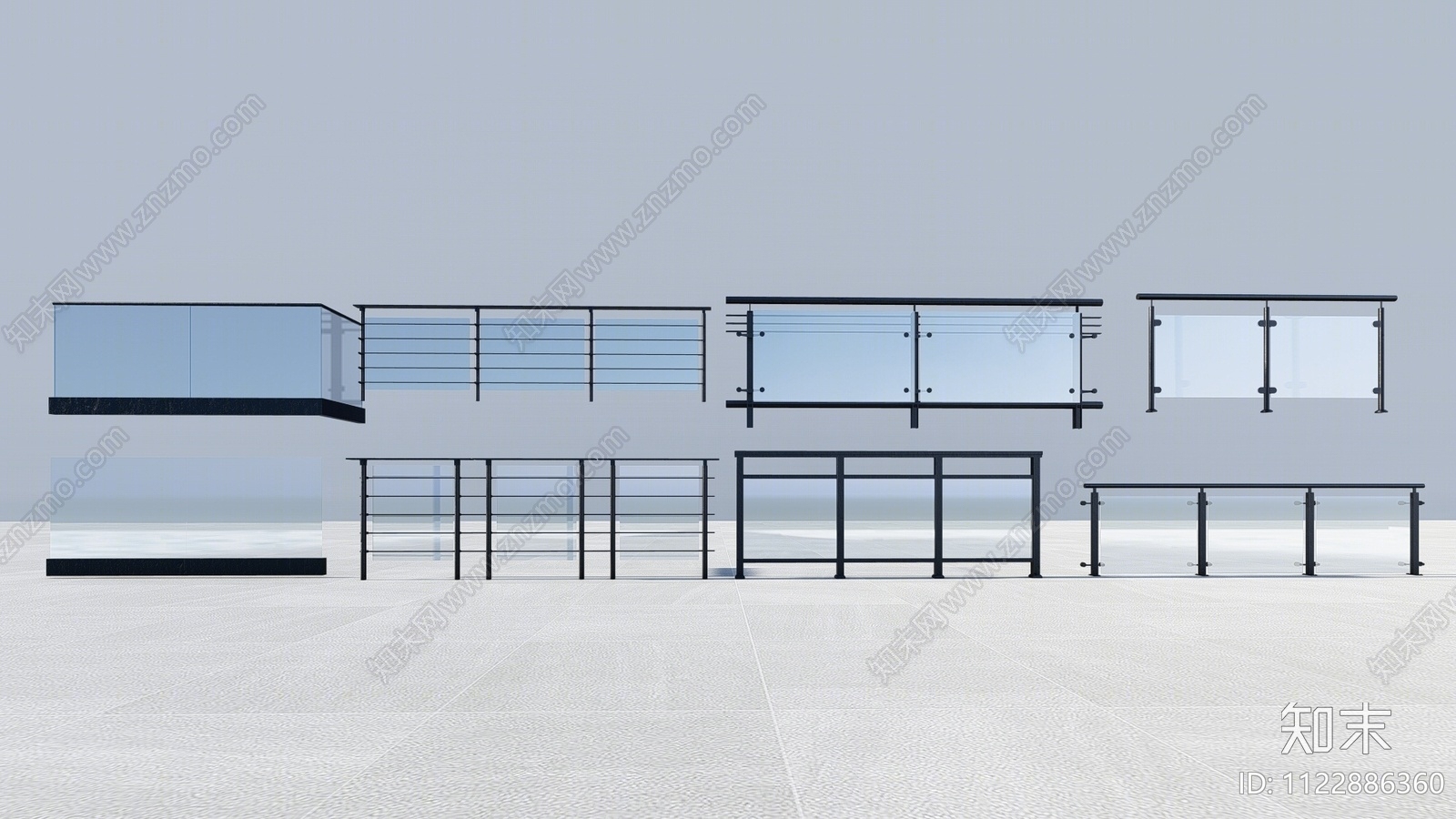现代玻璃护栏SU模型下载【ID:1122886360】