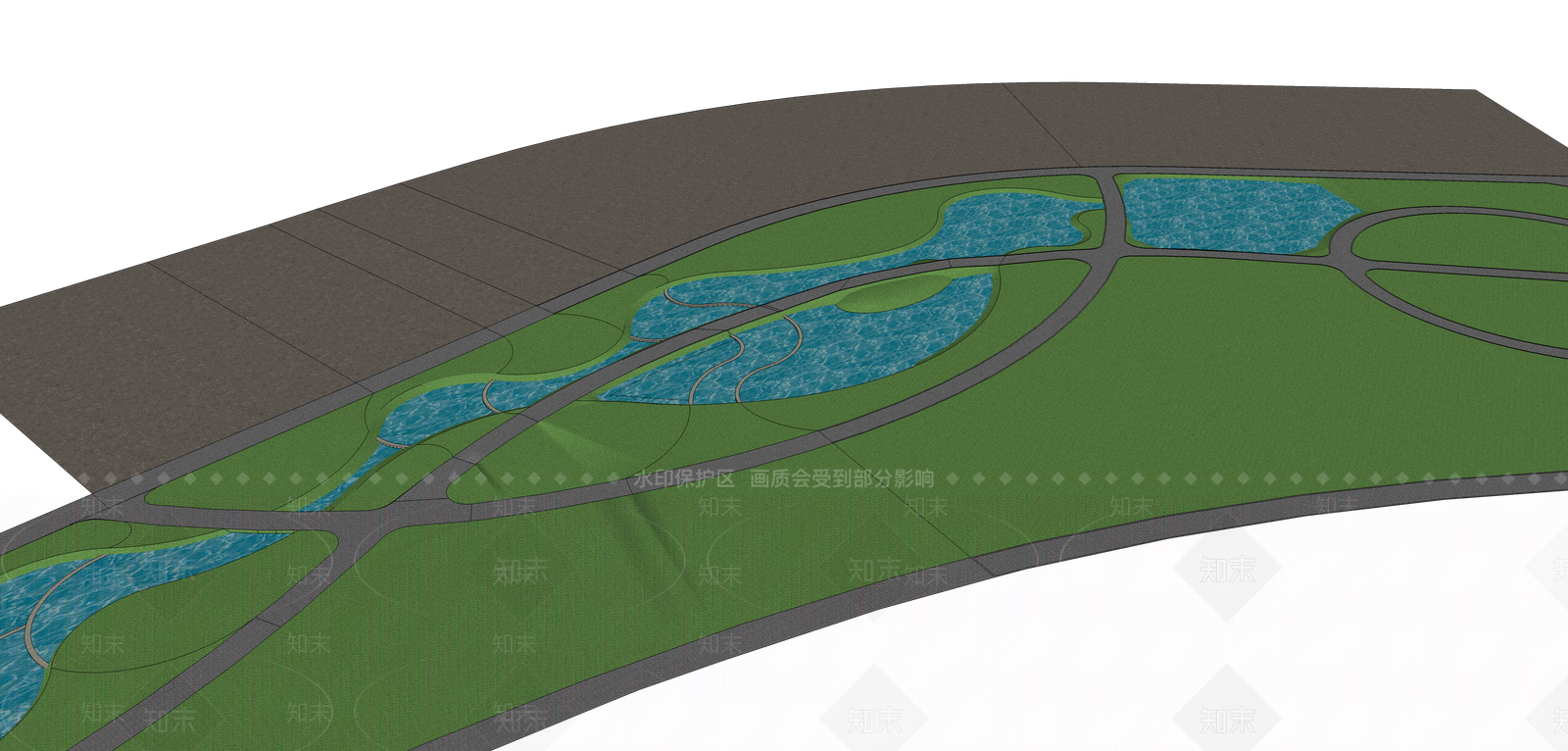 现代湿地公园景观SU模型下载【ID:1122889886】