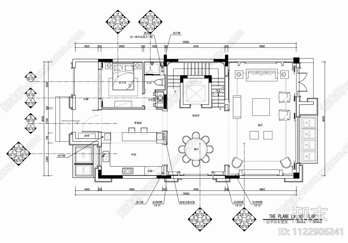 五层新中式别墅CADcad施工图下载【ID:1122906241】