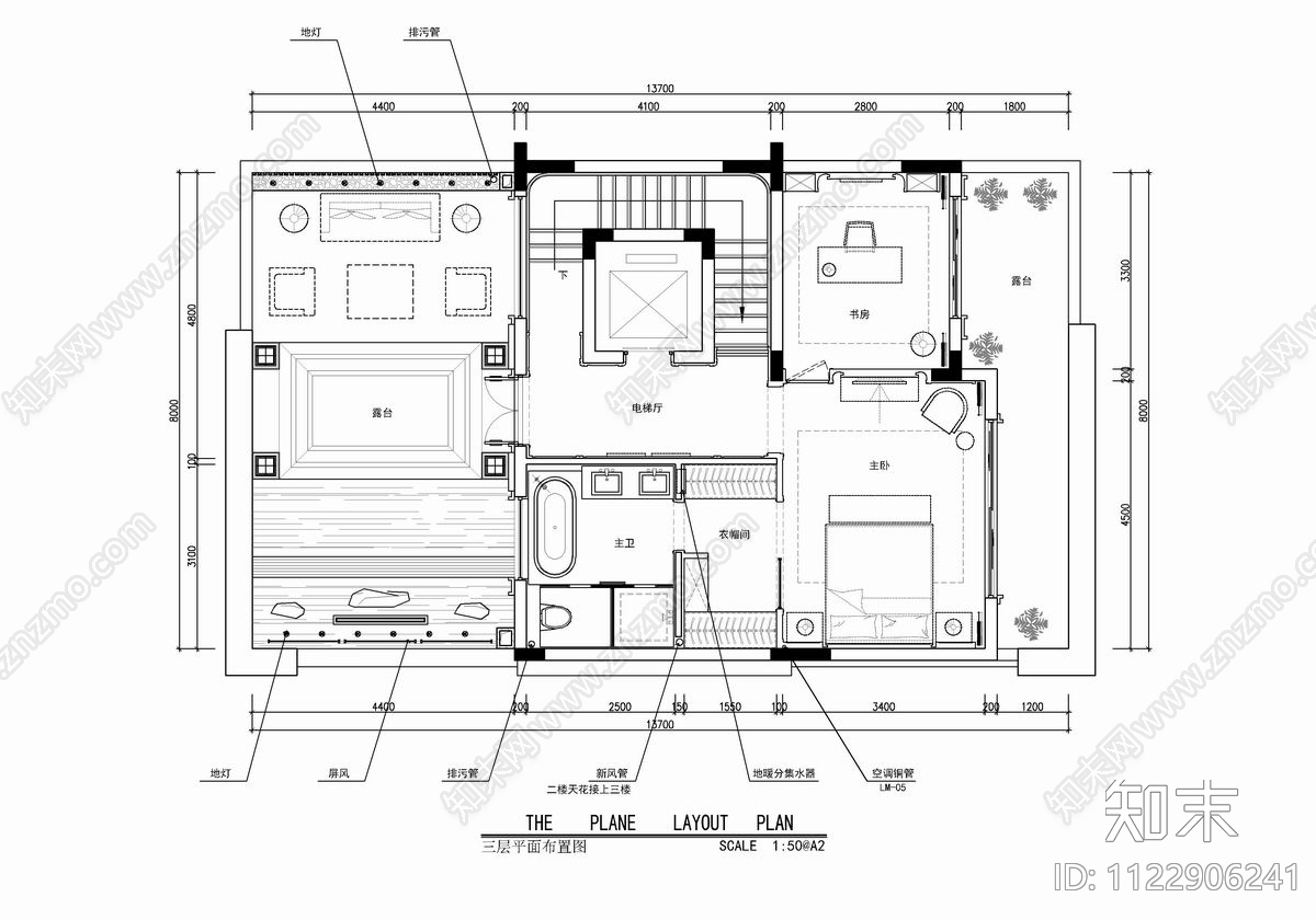 五层新中式别墅CADcad施工图下载【ID:1122906241】