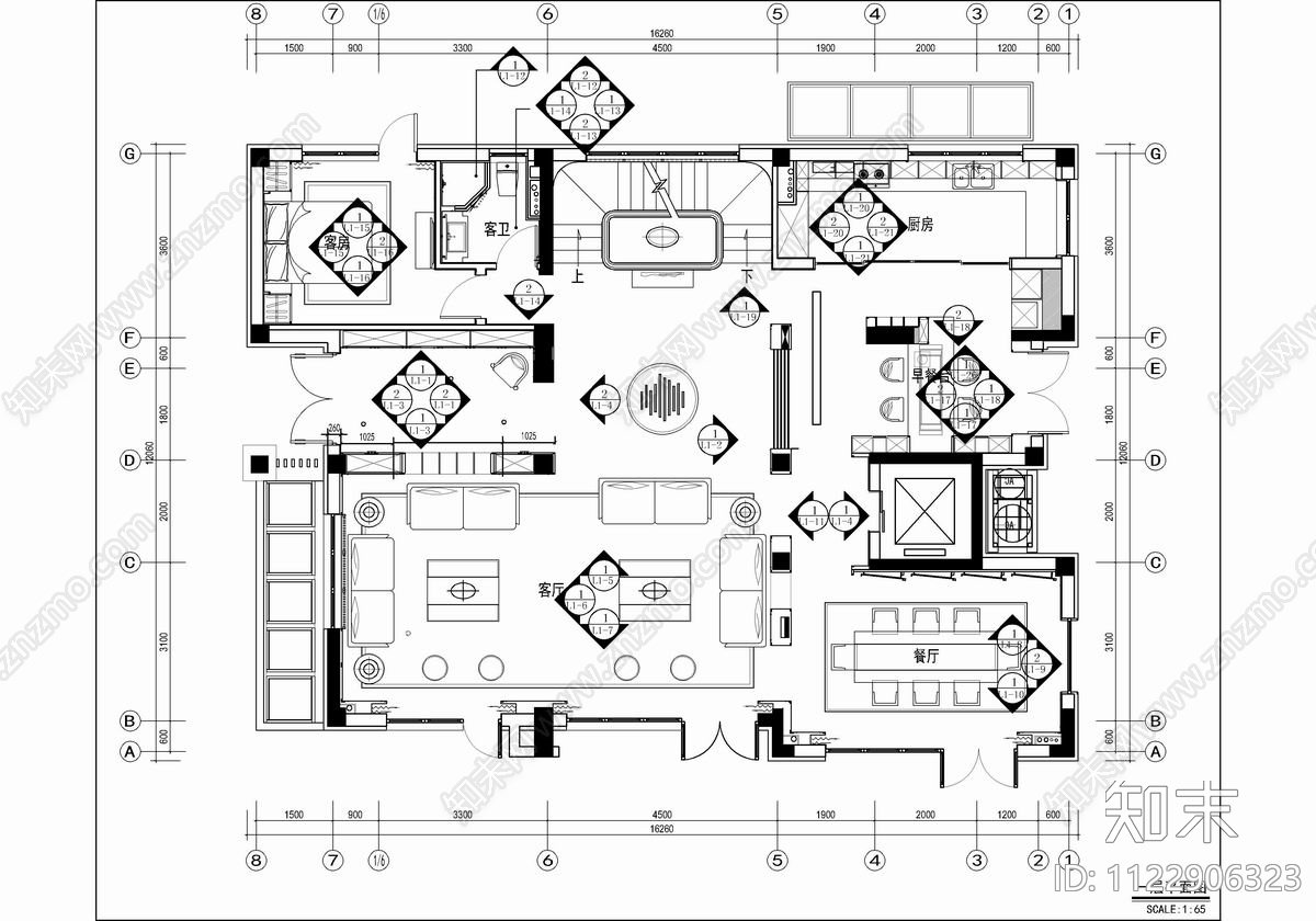 四层小独栋别墅CAD施工图下载【ID:1122906323】