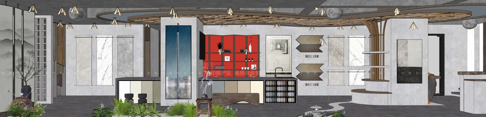 现代材料展示区SU模型下载【ID:1122914474】