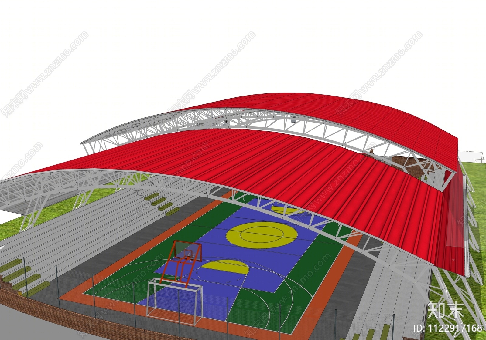 现代篮球场SU模型下载【ID:1122917168】