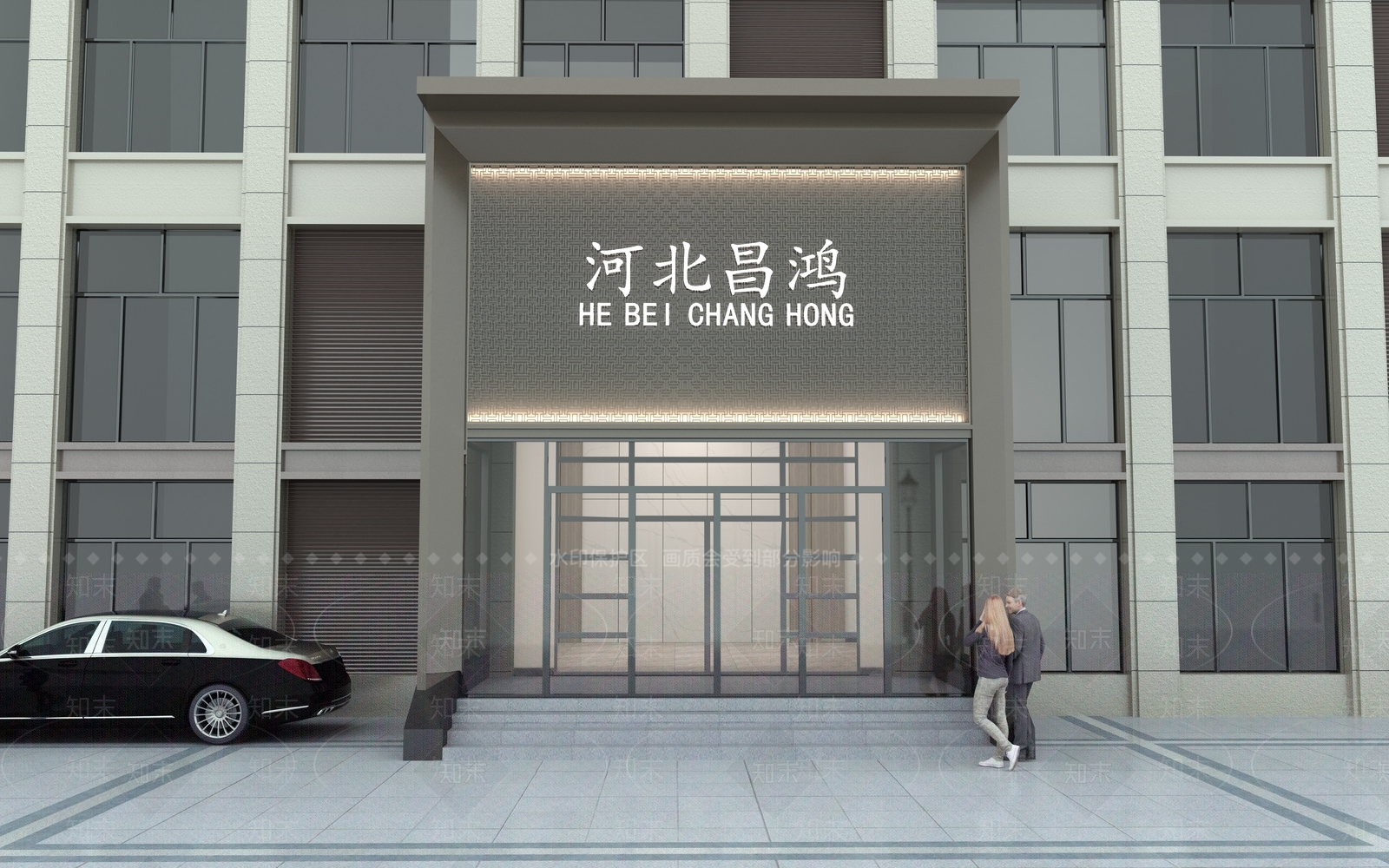 现代建筑公司门头3D模型下载【ID:1122920870】_知末3d模型网