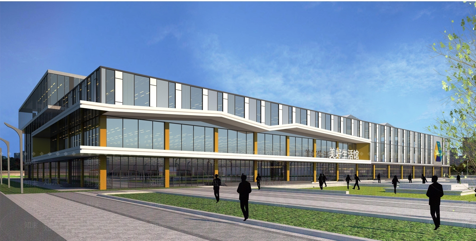 现代厂前生活区食堂SU模型下载【ID:1122923293】