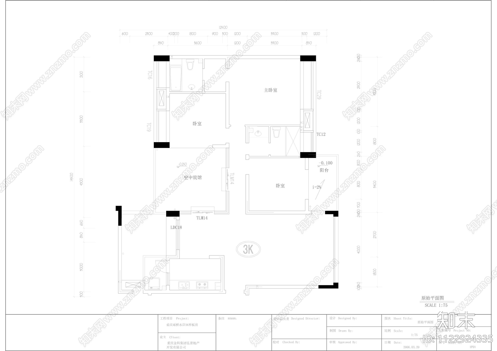 重庆廊桥水岸样板房cad施工图下载【ID:1122924335】