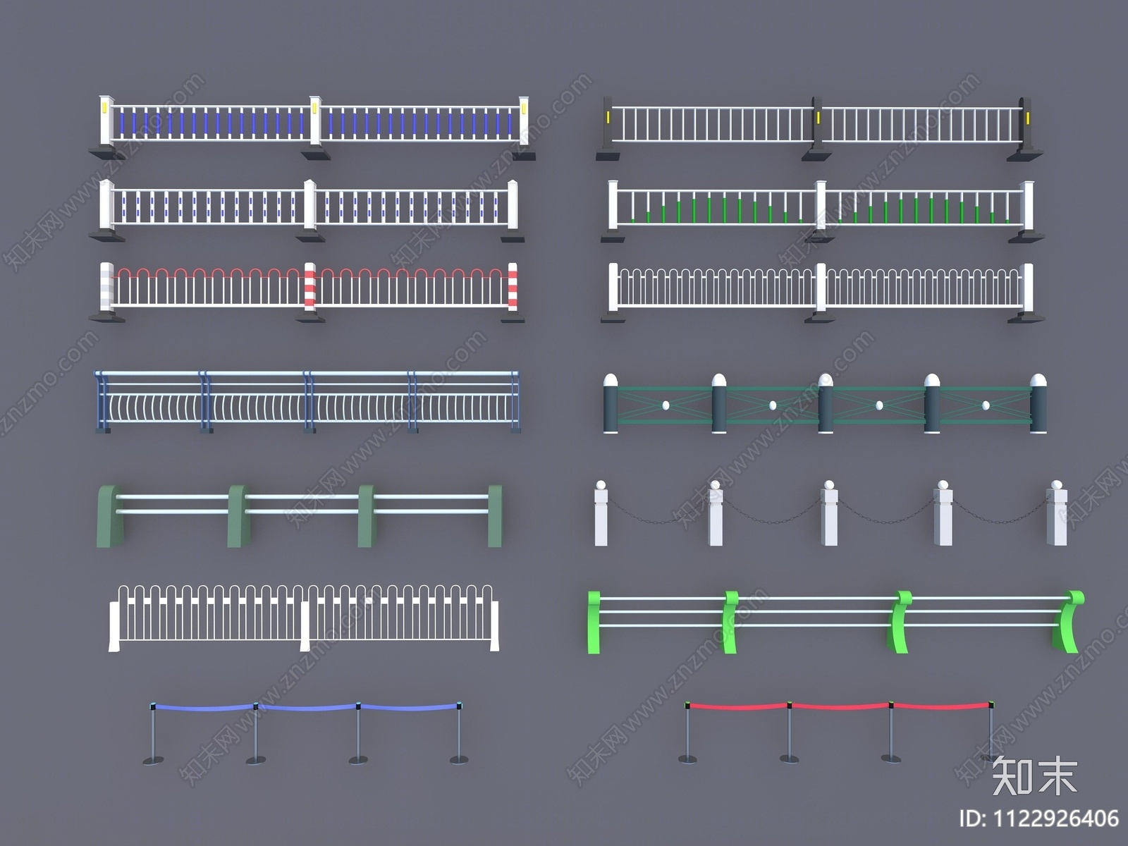 现代道路栏杆3D模型下载【ID:1122926406】