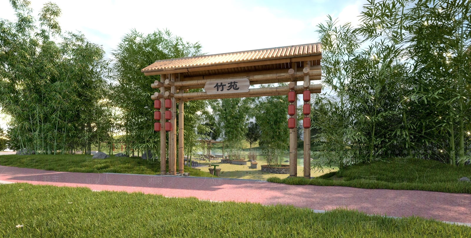现代竹文化公园SU模型下载【ID:1122929747】