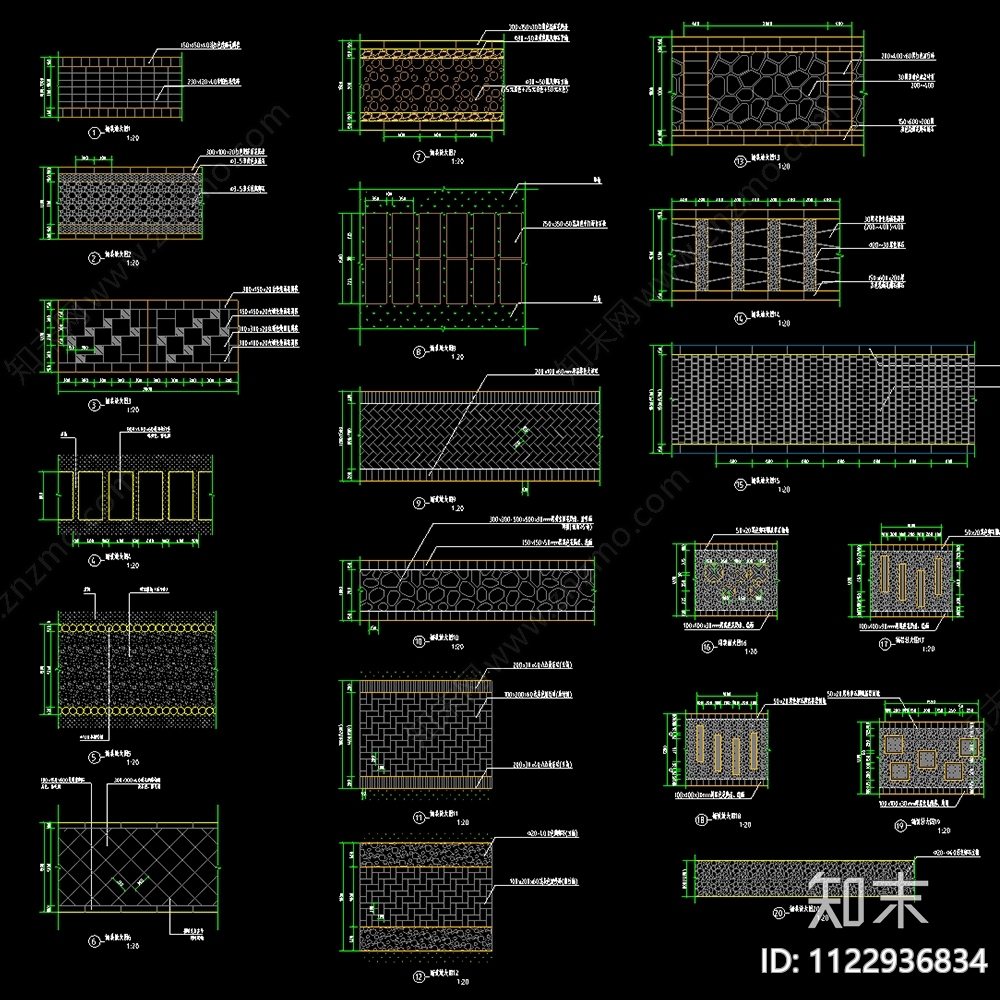 现代简约园路铺装施工图下载【ID:1122936834】
