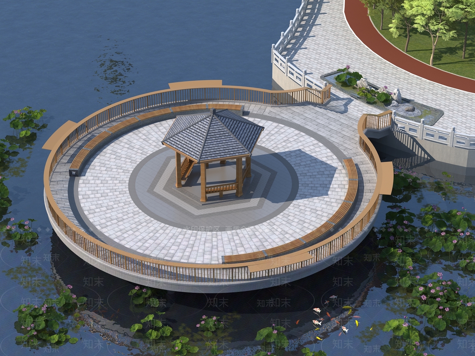 新中式亲水平台3D模型下载【ID:1122940127】