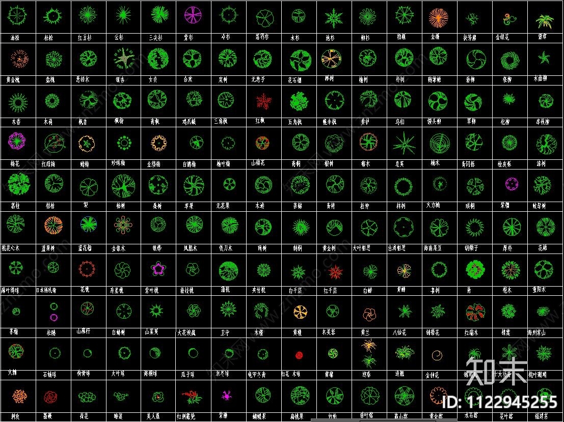 景观设计常用绿化图例施工图下载【ID:1122945255】