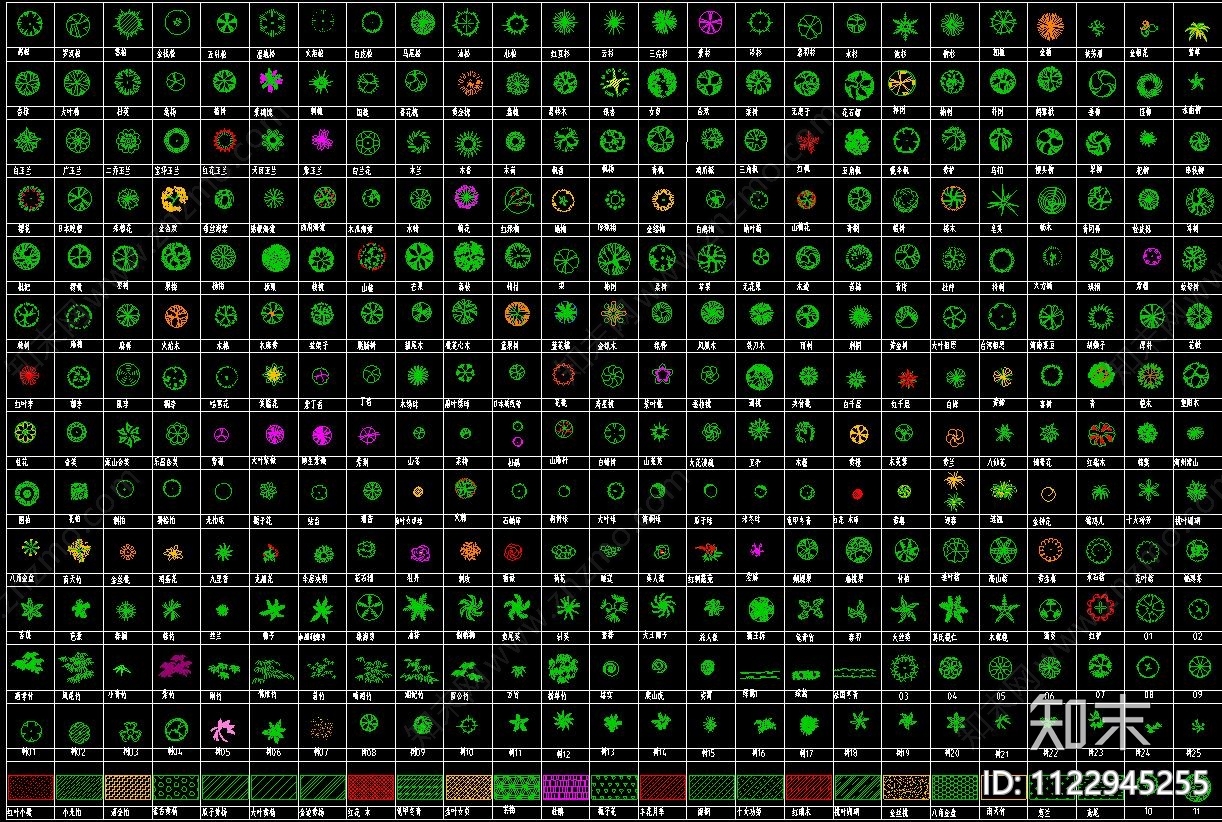 景观设计常用绿化图例施工图下载【ID:1122945255】