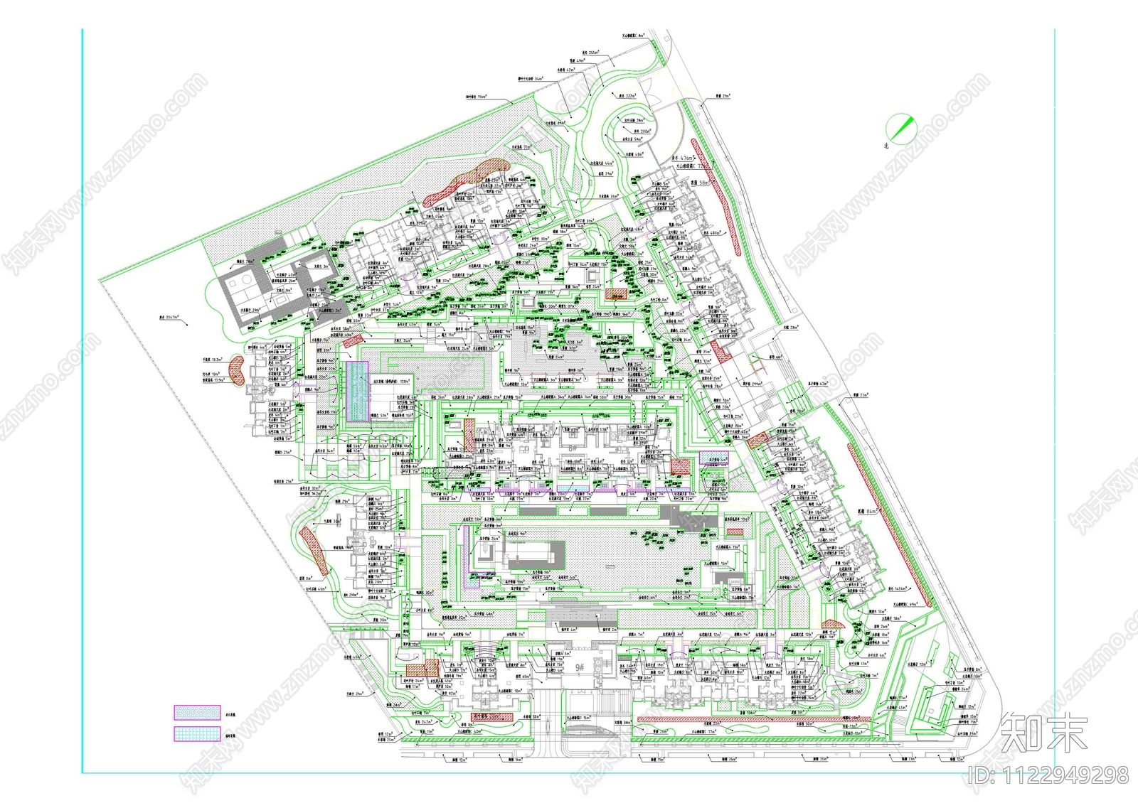 现代小区景观cad施工图下载【ID:1122949298】