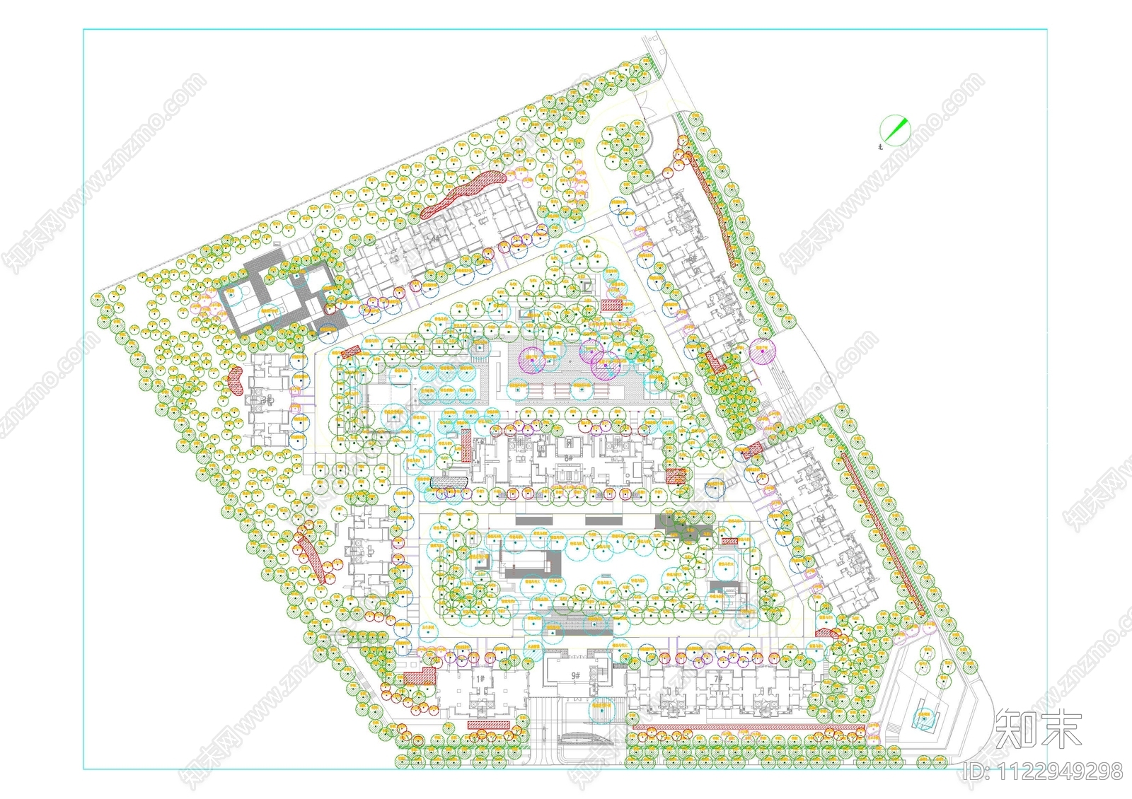 现代小区景观cad施工图下载【ID:1122949298】