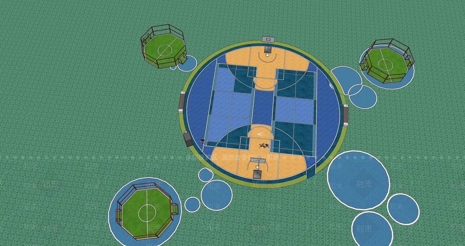 现代住宅景观SU模型下载【ID:1122952273】