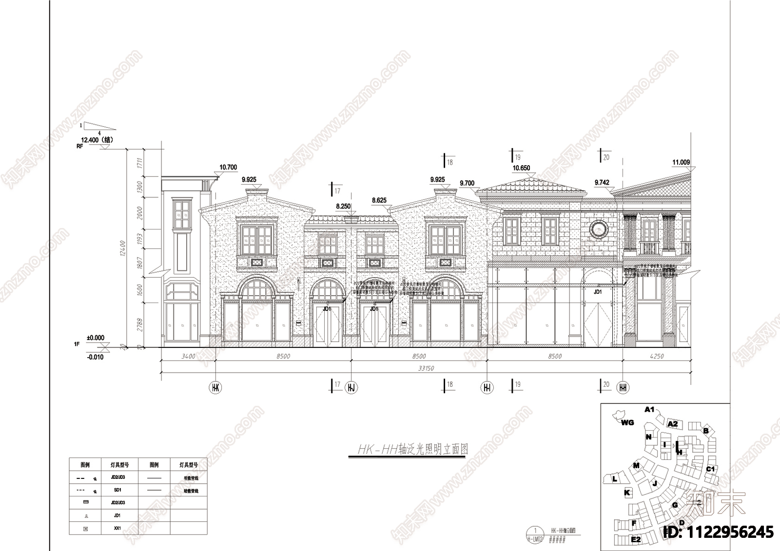 商业街外墙灯光工程详图施工图下载【ID:1122956245】
