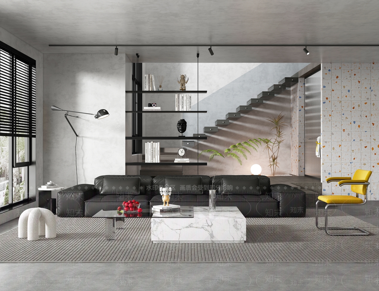 工业风别墅客厅3D模型下载【ID:1122959030】