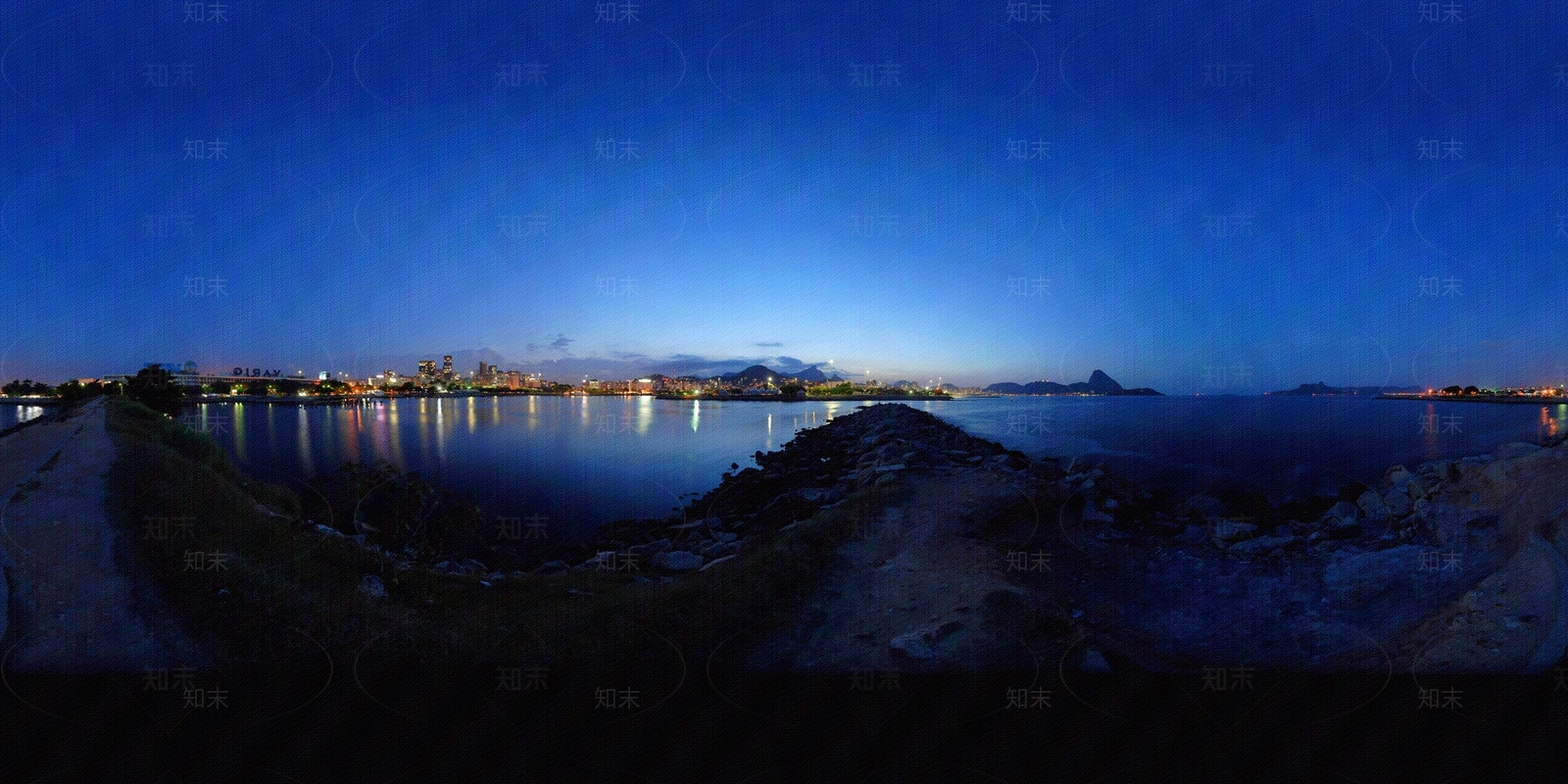 HDR小镇湖面夜景贴图下载【ID:1123069844】