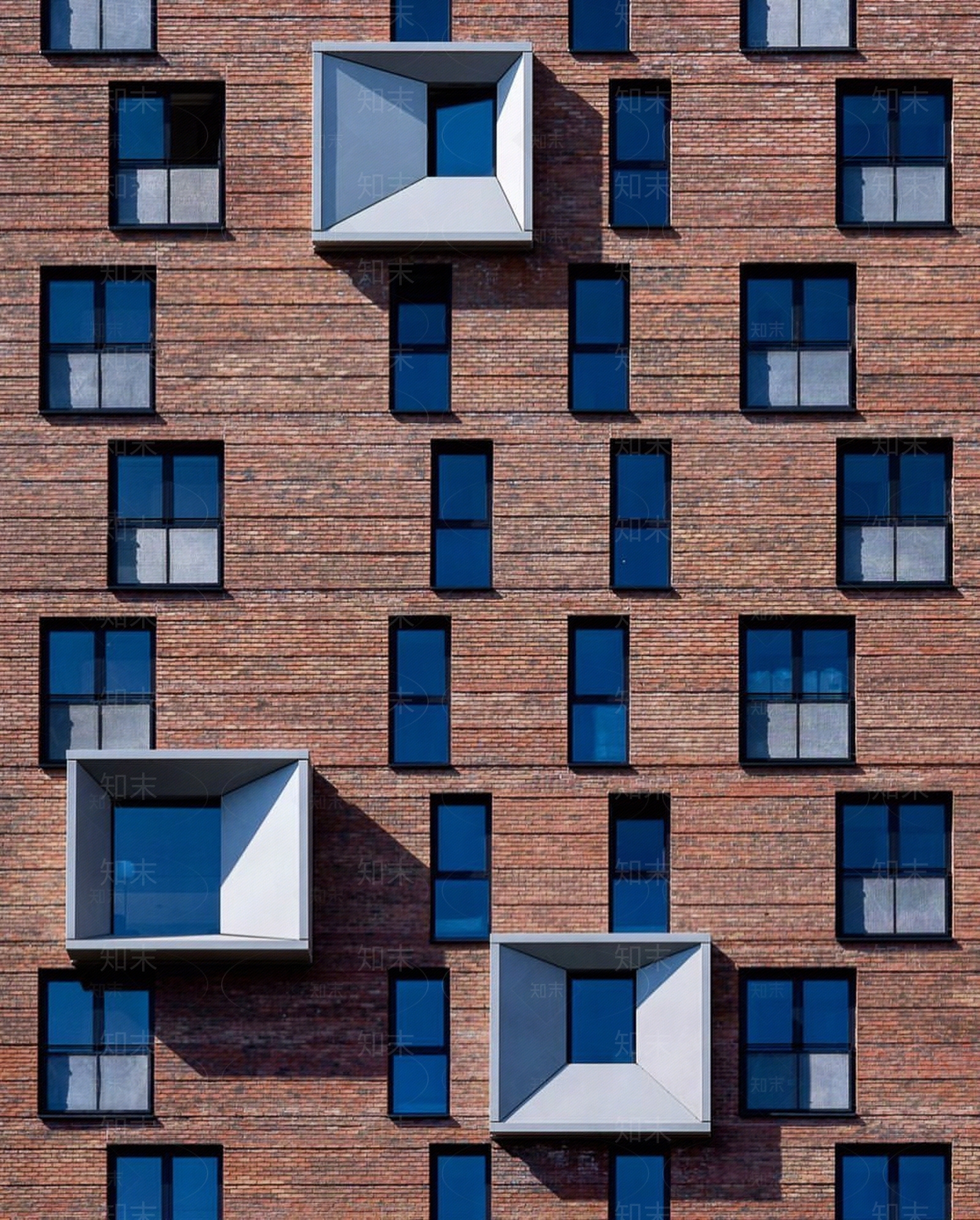 现代红砖建筑纹理立面贴图下载【ID:1122965192】