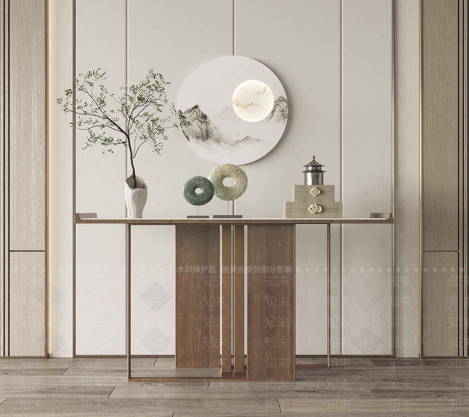 新中式端景条案3D模型下载【ID:1122968301】