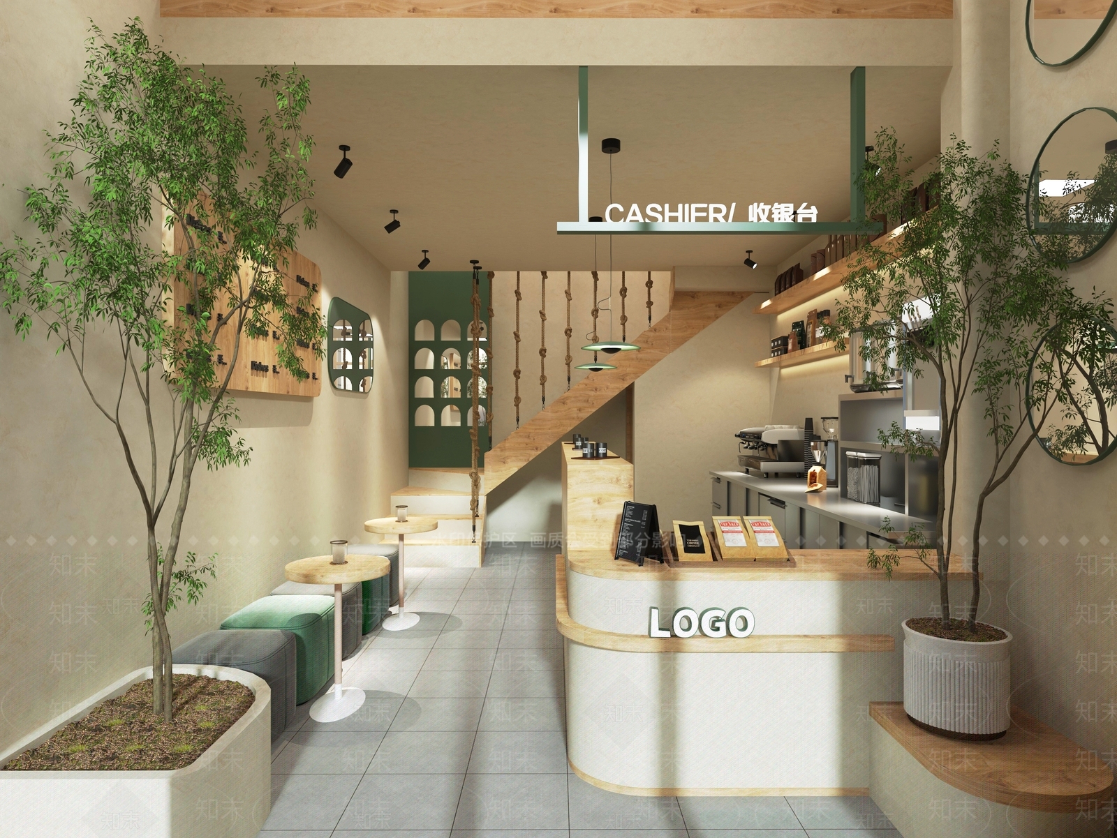现代奶茶店3D模型下载【ID:1122968571】