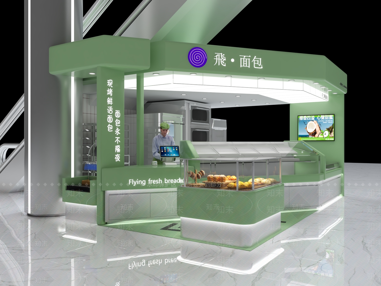 现代甜点面包店3D模型下载【ID:1122972760】