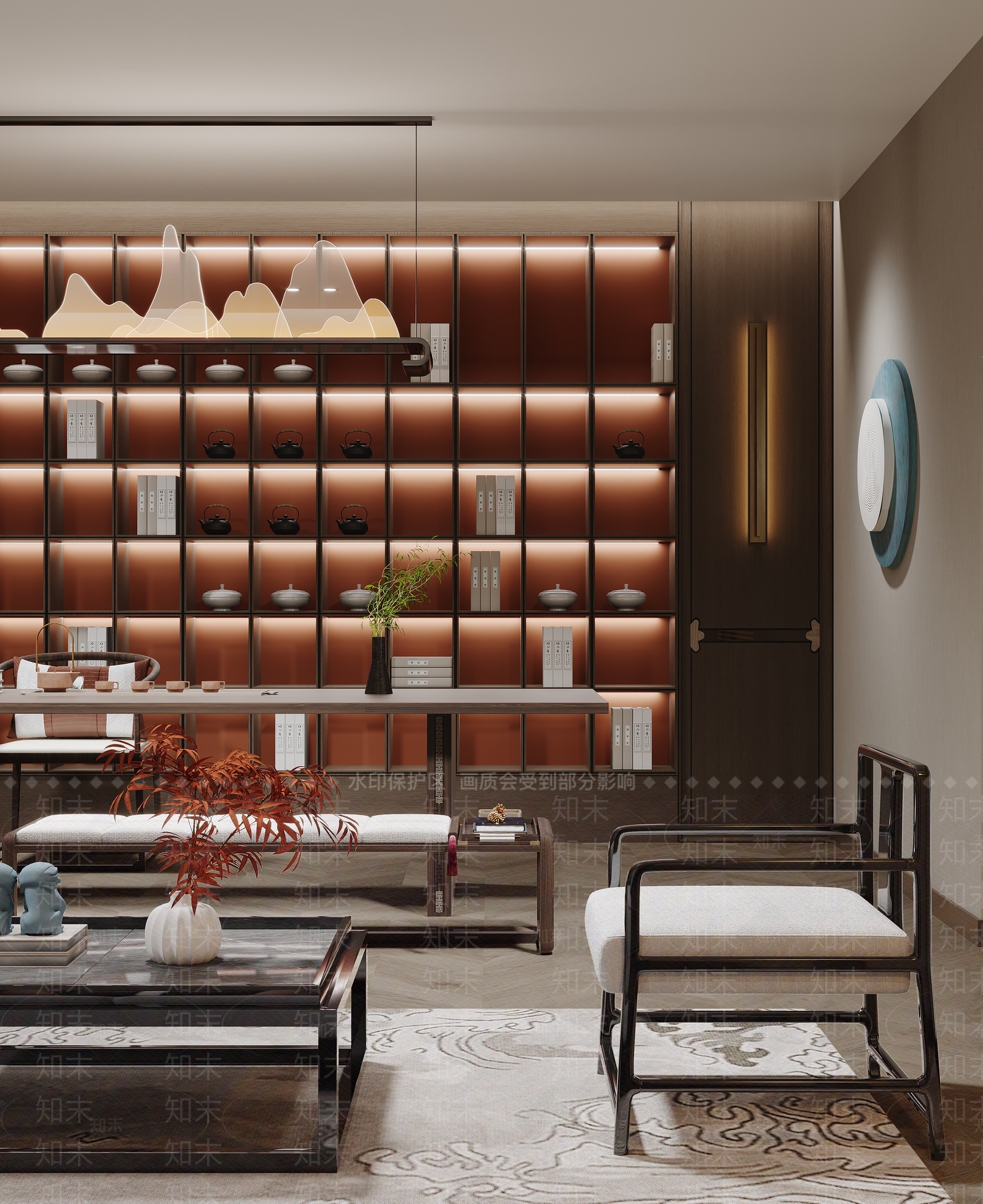 新中式茶叶专卖店3D模型下载【ID:1122976620】