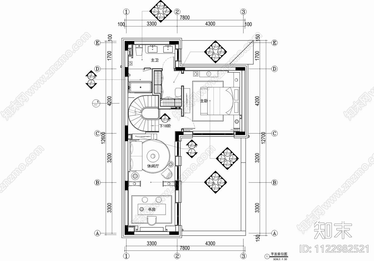 300㎡四层小别墅CAD施工图下载【ID:1122982521】