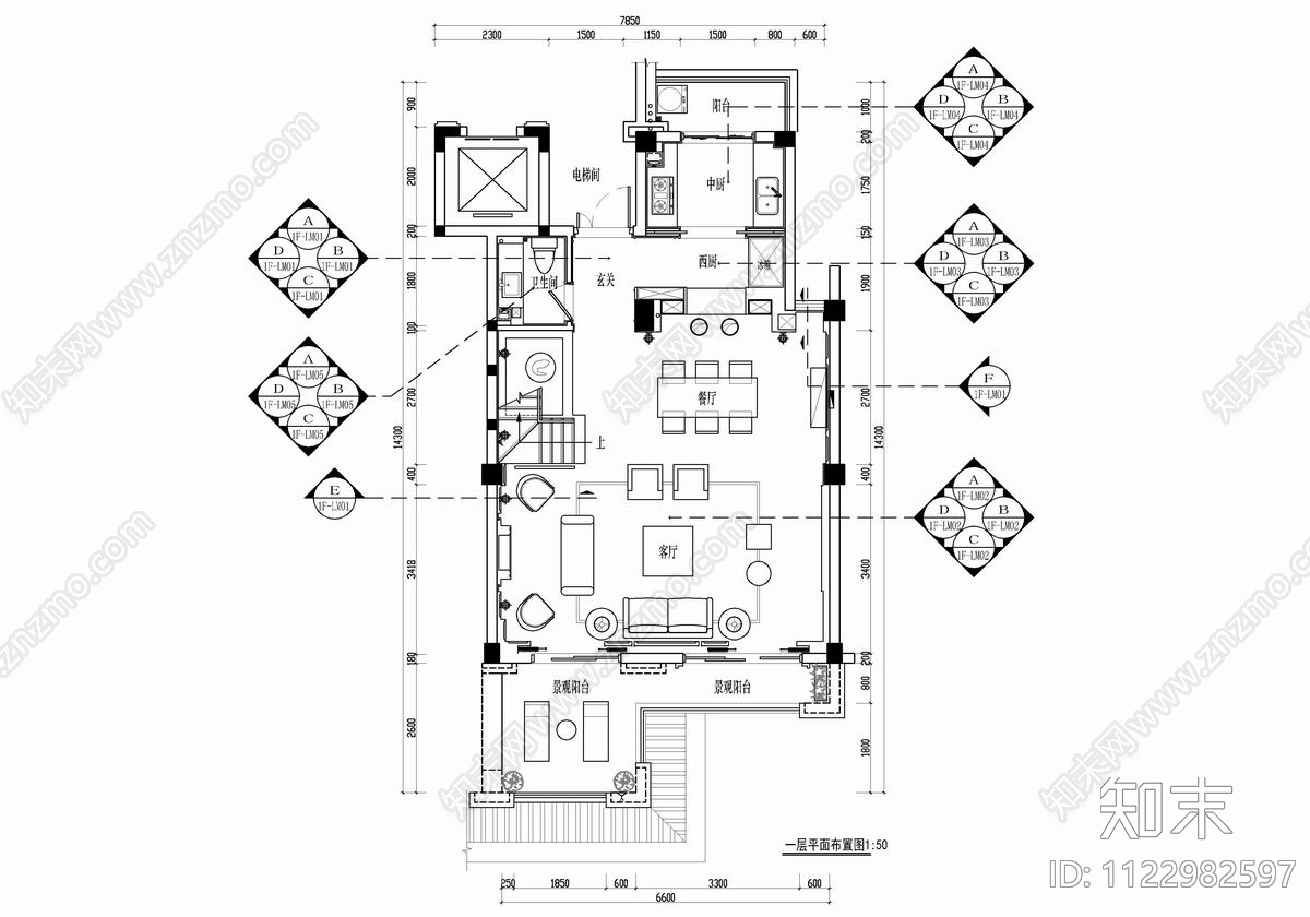 250㎡三层别墅CADcad施工图下载【ID:1122982597】