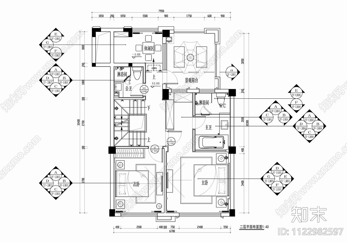 250㎡三层别墅CADcad施工图下载【ID:1122982597】