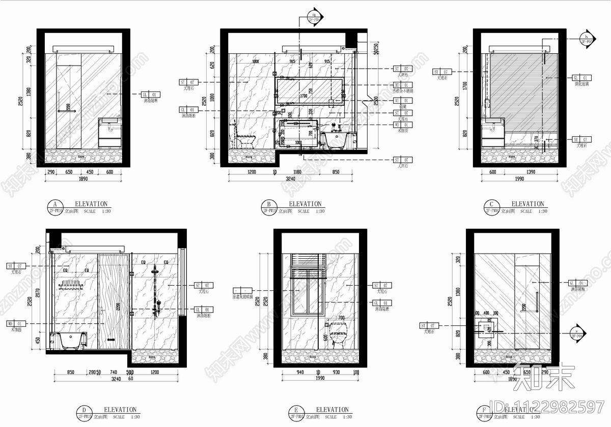 250㎡三层别墅CADcad施工图下载【ID:1122982597】