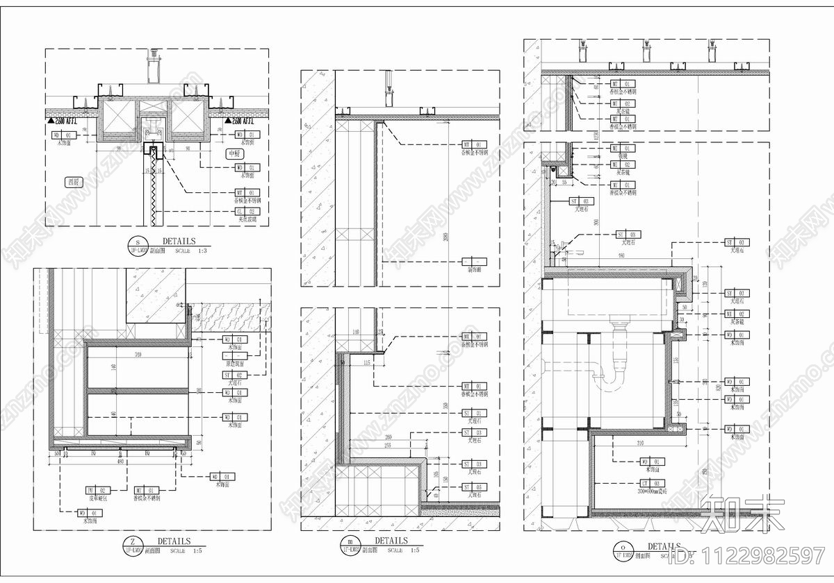 250㎡三层别墅CADcad施工图下载【ID:1122982597】