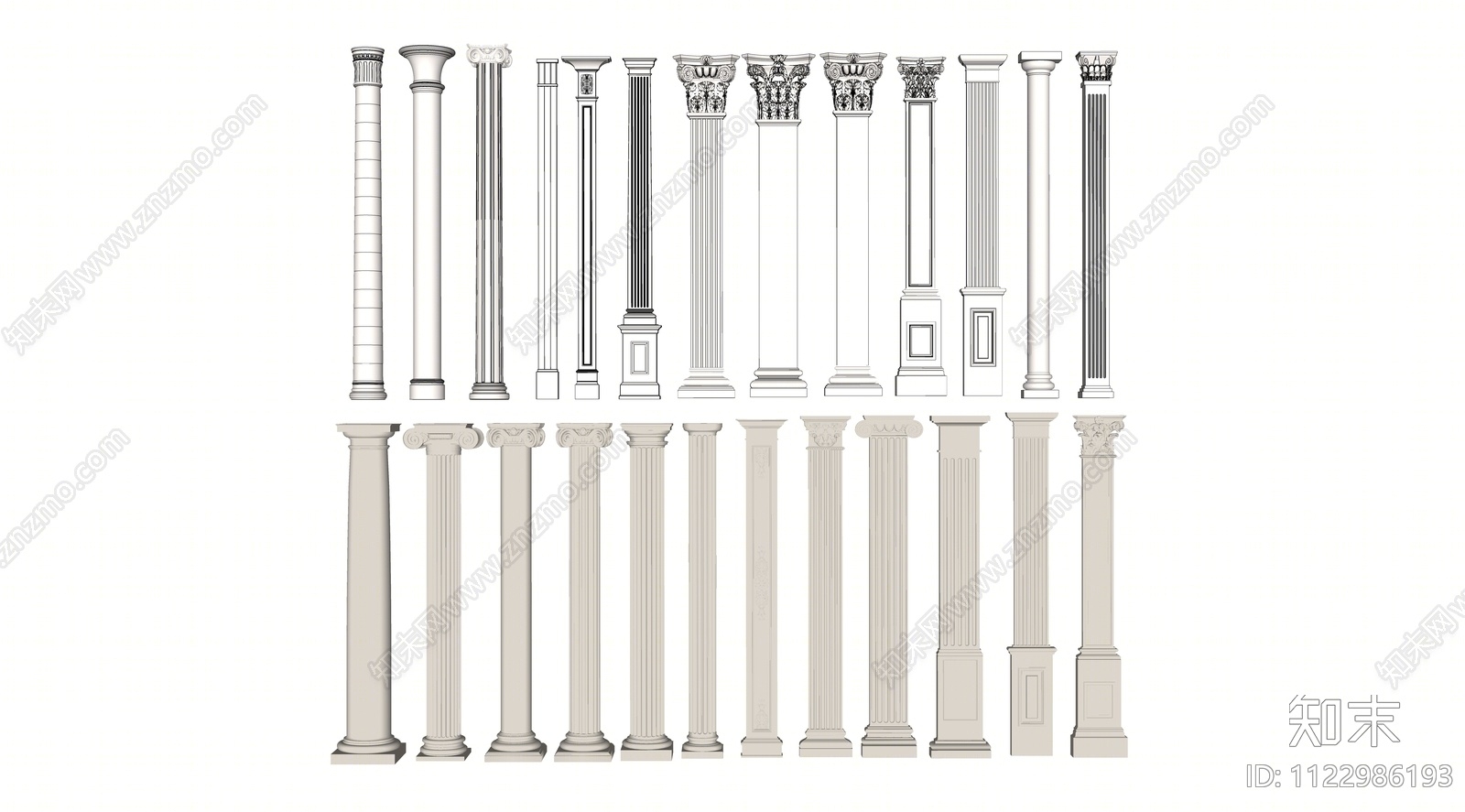 欧式罗马柱SU模型下载【ID:1122986193】